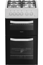 Hotpoint HTG5GCW White 50cm Freestanding Gas Twin Cavity Cooker