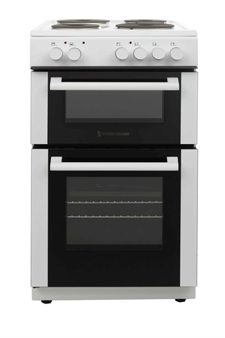 White Knight ATTC50W White 50cm Twin Cavity Electric Cooker Solid Plate