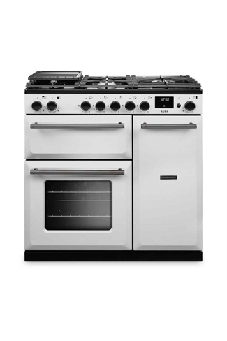 Rangemaster AURA90DFP/19275 90cm White Dual Fuel Range Cooker