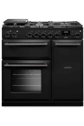 Rangemaster AURA90DFP/19276 90cm Black Dual Fuel Range Cooker