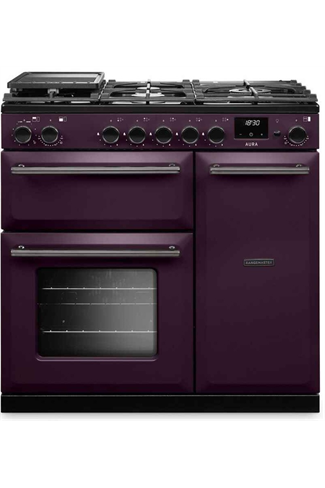 Rangemaster AURA90DFP-19282 90 Dual Fuel Range Cooker - Plum with Onyx trim