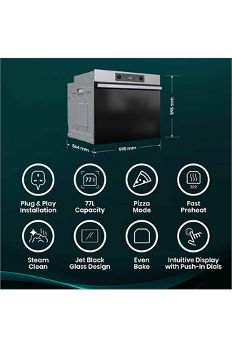 Hisense BI622AXPGUK Black & Stainless Steel 59.5cm Built In Electric Single Oven