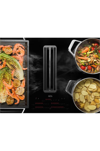 AEG CCE84751FB
83cm New Double Bridge Hob with Extractor, RECIRCULATION MODEL ONLY, Touch on Glass