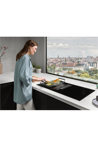AEG CCE84751FB
83cm New Double Bridge Hob with Extractor, RECIRCULATION MODEL ONLY, Touch on Glass