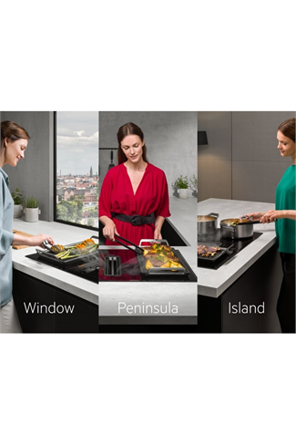 AEG CCE84751FB
83cm New Double Bridge Hob with Extractor, RECIRCULATION MODEL ONLY, Touch on Glass