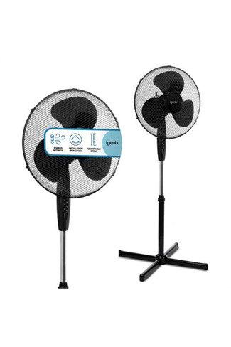 Igenix DF1655BL Black 16" Oscillating Pedestal Fan 3 Speed
