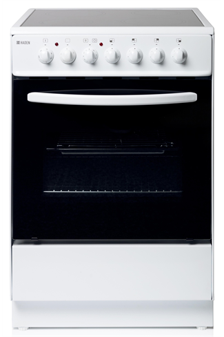 Haden HEC60W 60cm White Single Cavity Electric Cooker With Ceramic Hob