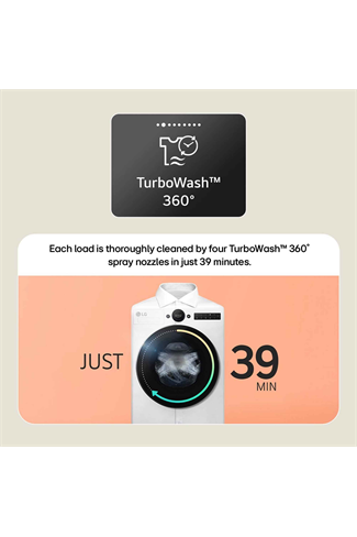 LG F4X5011TWB 11kg 1400 Spin Washing Machine White A Rated