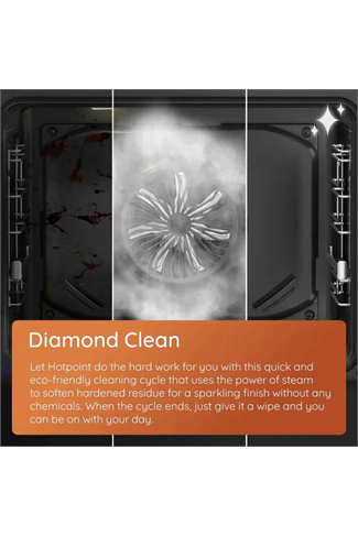 Hotpoint HDD6GDC2WX Stainless Steel 60cm Freestanding Dual Fuel Double Cooker with Glass Lid