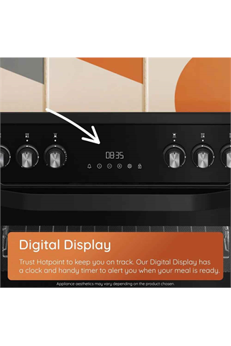 Hotpoint HDD6GDC2WX Stainless Steel 60cm Freestanding Dual Fuel Double Cooker with Glass Lid