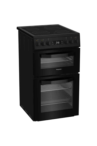 Hotpoint HDE5VDCB Black 50cm Freestanding Electric Double Cooker with Ceramic Hob