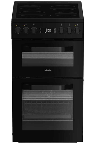 Hotpoint HDE5VDCB Black 50cm Freestanding Electric Double Cooker with Ceramic Hob