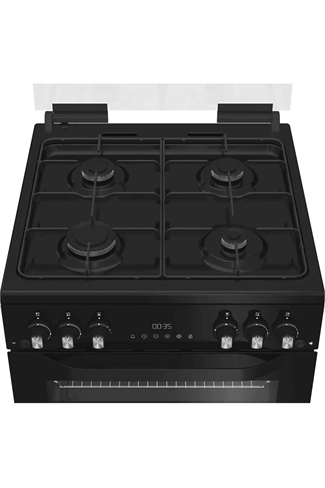 Hotpoint HDG6GDCB1 Black 60cm Freestanding Gas Double Cooker with Glass Lid