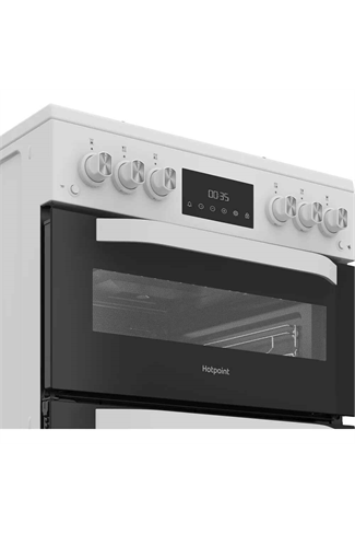 Hotpoint HDG6GDCW White 60cm Freestanding Gas Double Cooker with Glass Lid