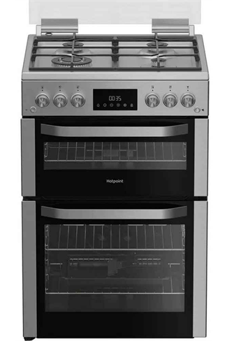 Hotpoint HDG6GDCWX Stainless Steel 60cm Freestanding Gas Double Cooker