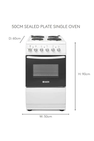 Haden HES051W 50cm Single Oven Electric Cooker Sealed Plate White