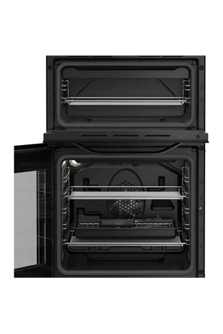Hotpoint HTE5VCB Black 50cm Freestanding Electric Twin Cavity Cooker with Ceramic Hob