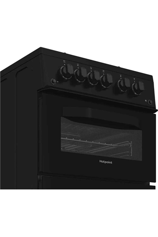 Hotpoint HTG5GCB Black 50cm Freestanding Gas Twin Cavity Cooker