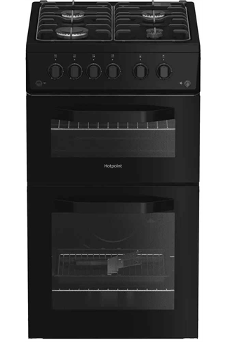 Hotpoint HTG5GCB Black 50cm Freestanding Gas Twin Cavity Cooker