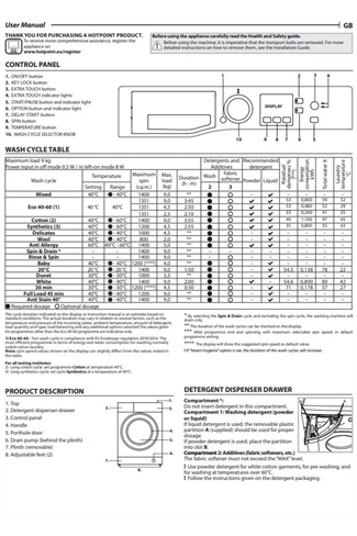 Hotpoint NSWF946WUK White 9kg 1400 Spin Anti-Stain Washing Machine A Rated