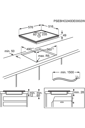 AEG TN64IA00XB 60cm 4 Zone Induction Hob with Hob2Hood Black