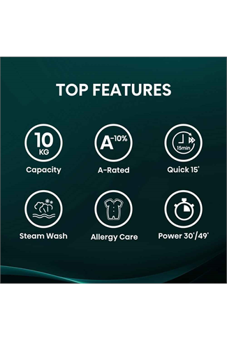 Hisense WF1Q1041BW White 10kg 1400 Spin Steam Washing Machine A Rated