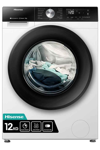 Hisense WF3S1243BW3 White 12kg 1400 Spin WiFi Steam Washing Machine A Rated