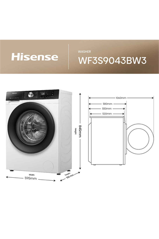 Hisense WF3S9043BW3 White 9kg 1400 Spin Washing Machine