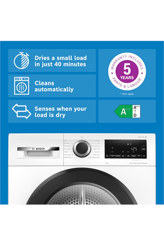 Bosch WQG24502GB White 9kg Heat Pump Tumble Dryer A+++ Rated